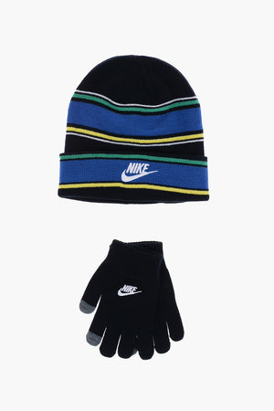 Set Gestreifte Handschuhe und Beanie
