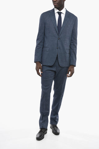 CC COLLECTION 2 Button Pin Check Suit with Flap Pockets