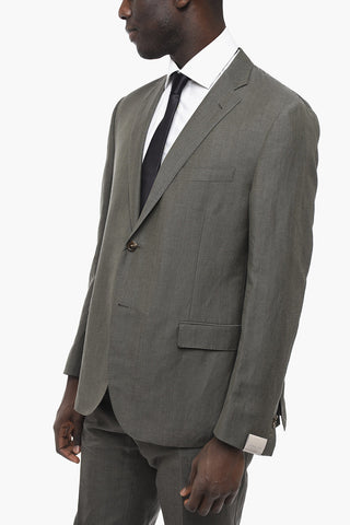 Wool and Linen Blend GATE Suit with Flap Pockets