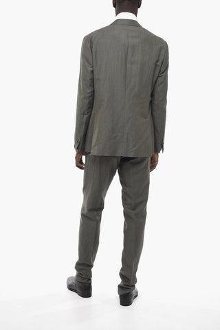Wool and Linen Blend GATE Suit with Flap Pockets