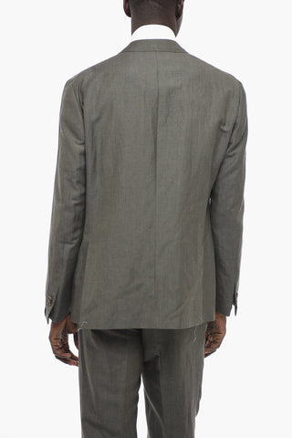 Wool and Linen Blend GATE Suit with Flap Pockets