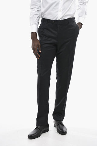 Pantaloni ACADEMY in Lana Stretch con Chiusura a Scomparsa