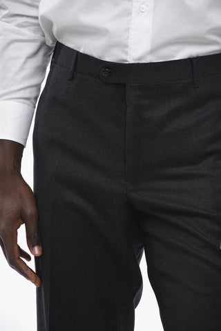 Pantaloni ACADEMY in Lana Stretch con Chiusura a Scomparsa