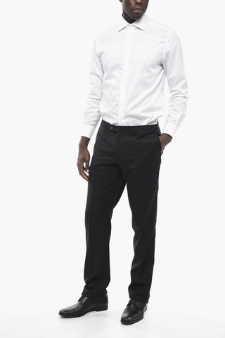 Wool LEADER Smoking Pants with Satin Detail