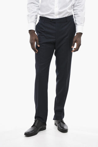 Pantaloni ACADEMY in Lana Vergine con Fantasia Hopsack