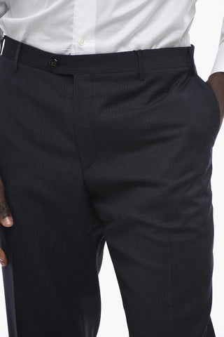 Pantaloni ACADEMY in Lana Vergine con Fantasia Hopsack