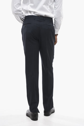 Pantaloni ACADEMY in Lana Vergine con Fantasia Hopsack