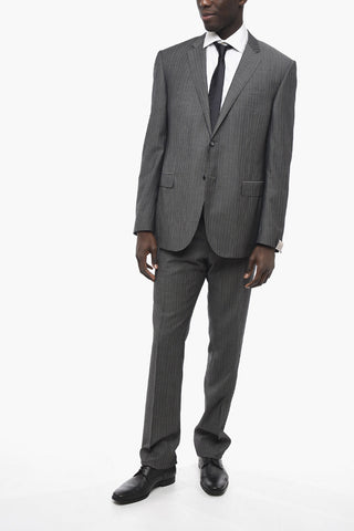 Virgin Wool ACADEMY Suit with Striped Pattern