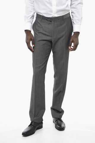 Virgin Wool ACADEMY Suit with Striped Pattern