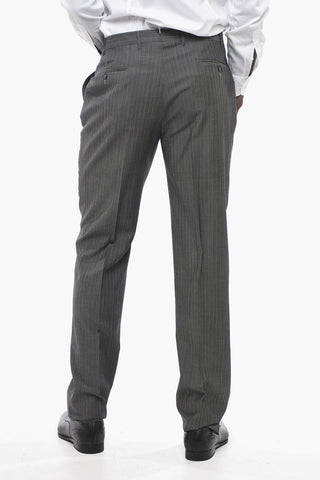 Virgin Wool ACADEMY Suit with Striped Pattern