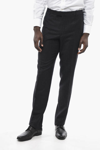Virgin Wool ACADEMY Pants with Pin Check Motif
