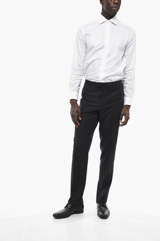 Virgin Wool ACADEMY Pants with Pin Check Motif