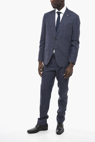 CC COLLECTION Abito Slim Fit in Misto Lino District Check