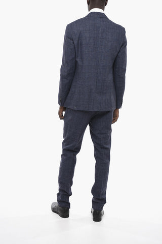 CC COLLECTION Abito Slim Fit in Misto Lino District Check