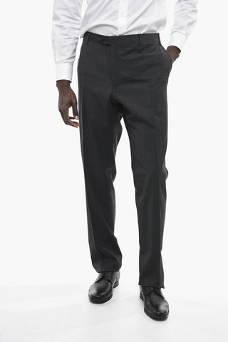 Schurwoll-Stretch-Hose ACADEMY mit Pin-Check-Muster