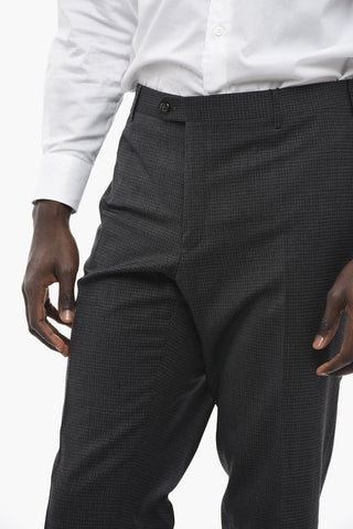 Schurwoll-Stretch-Hose ACADEMY mit Pin-Check-Muster