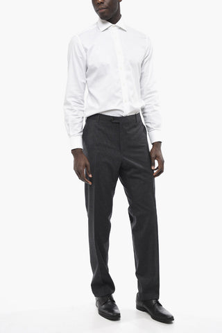 Schurwoll-Stretch-Hose ACADEMY mit Pin-Check-Muster