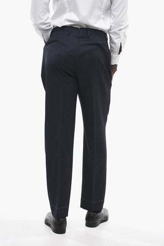 Pantaloni LEADER in Lana con Tasche a Zip
