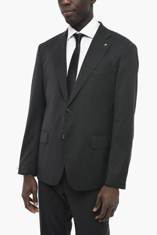 CC COLLECTION Jacquard RETAILORED Wool Blend Suit with 2 Buttons