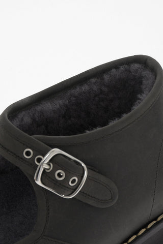 MM22 Suede Closed Mary Jane loafers with Cut-Out Details and Real Fur Inner