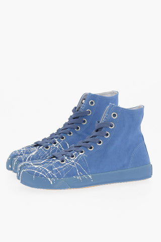MM22 Paint Effect Canvas TABI High-Top Sneakers