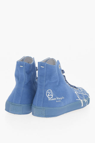 MM22 Paint Effect Canvas TABI High-Top Sneakers