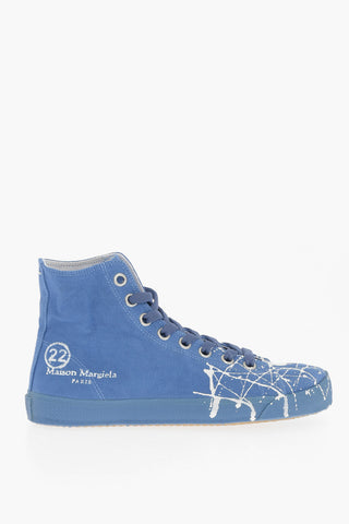 MM22 Paint Effect Canvas TABI High-Top Sneakers