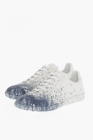 MM22 Paint Effect Canvas Low Top Sneakers