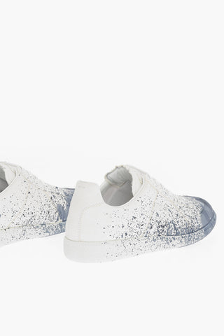 MM22 Paint Effect Canvas Low Top Sneakers