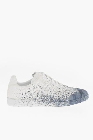 MM22 Paint Effect Canvas Low Top Sneakers