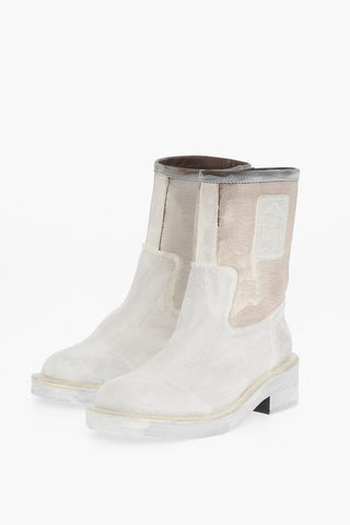 MM6 Coated Leather Ankle Booties