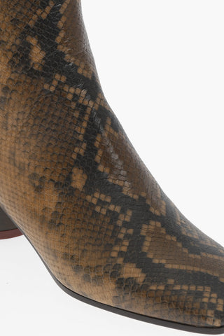 MM6 Python Effect Leather Ankle Boots with Zip Closure Heel 5cm 