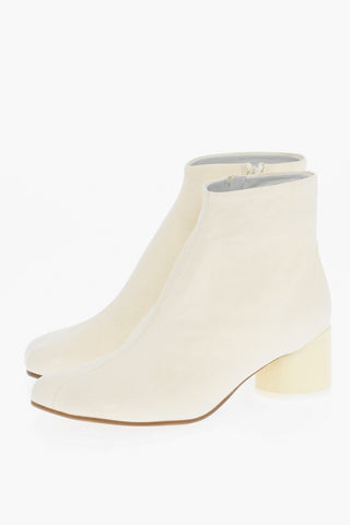 MM6 Leather Ankle Boots with Zip Closure Heel 5cm