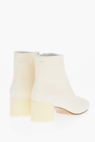 MM6 Leather Ankle Boots with Zip Closure Heel 5cm