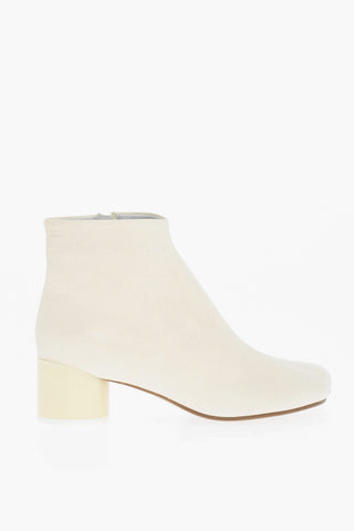 MM6 Leather Ankle Boots with Zip Closure Heel 5cm