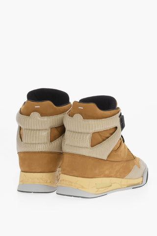 MM22 Snake-Effect Leather High Top Sneakers with Vintage-Effect Sole
