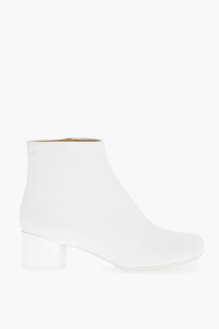 Solid Color Leather Ankle Boots with Lacquered Heel 5cm