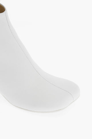 Solid Color Leather Ankle Boots with Lacquered Heel 5cm