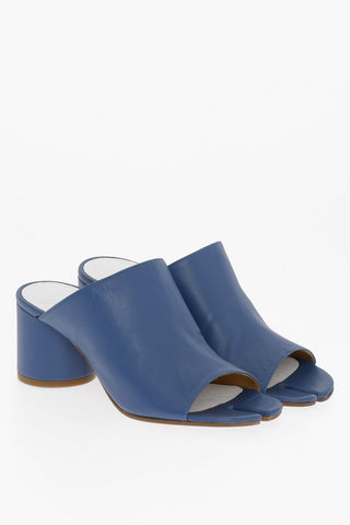 MM22 Open Toe Leather TABI Mules 7cm