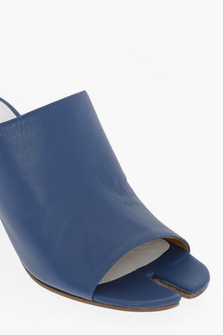 MM22 Open Toe Leather TABI Mules 7cm