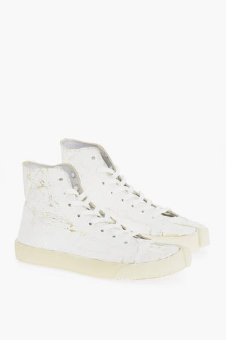 MM22 Leather TABI High-Top Sneakers with Golden Details