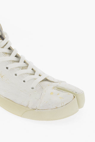 MM22 Leather TABI High-Top Sneakers with Golden Details