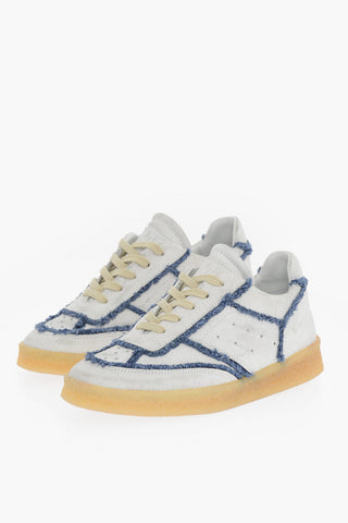 MM6 Cracked Effect Leather Low Top Sneakers