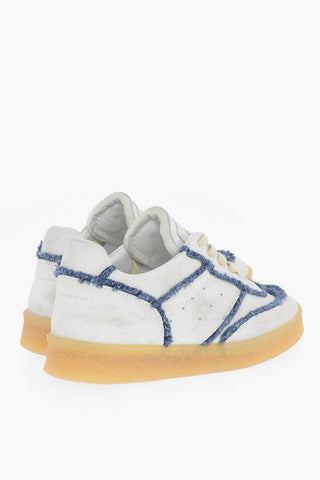 MM6 Cracked Effect Leather Low Top Sneakers