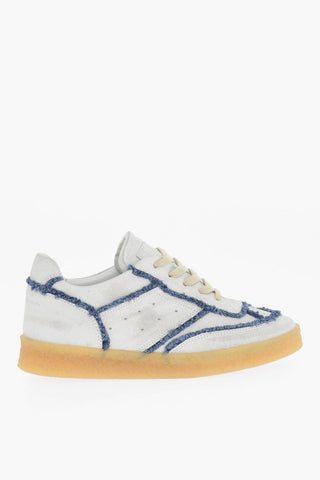 MM6 Cracked Effect Leather Low Top Sneakers