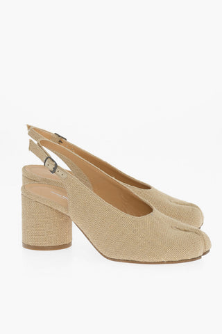 MM22 Canvas TABI Slingback Pumps Heel 7.5cm