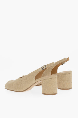 MM22 Canvas TABI Slingback Pumps Heel 7.5cm
