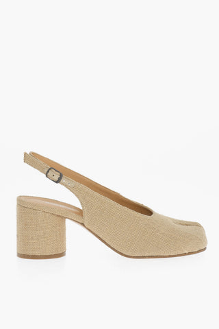 MM22 Canvas TABI Slingback Pumps Heel 7.5cm