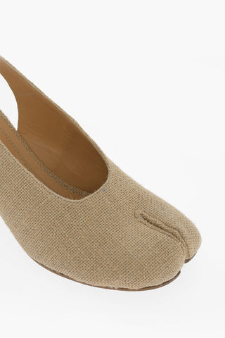 MM22 Canvas TABI Slingback Pumps Heel 7.5cm