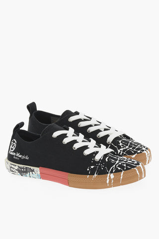 MM22 Paint Effect Canvas Low Top Sneakers
